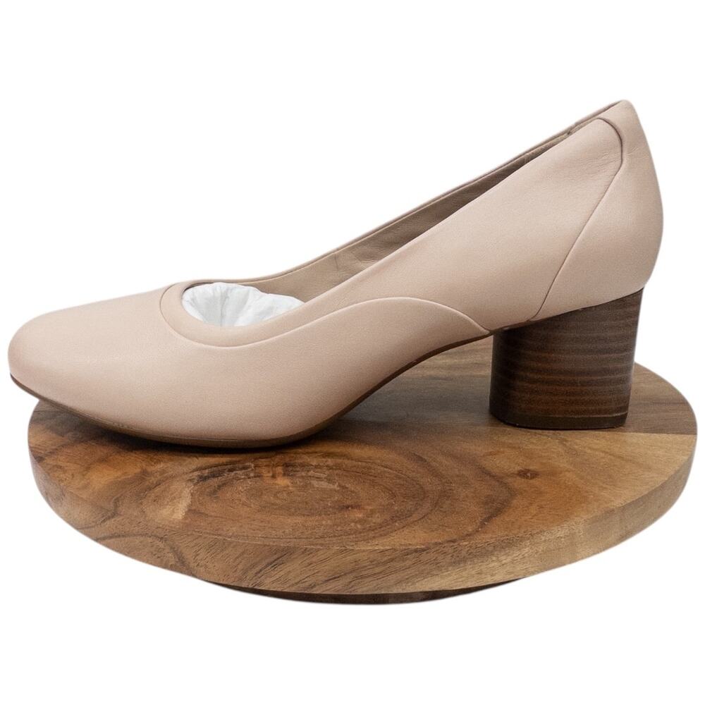 Clarks Cosmo Step Blush Pink Leather Pumps Low Heels Women's Size 9.5
